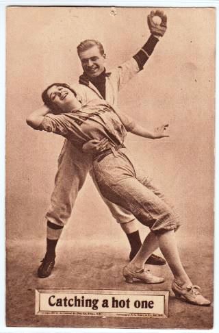 vintage-baseball-postcard-catching-a-hot-one